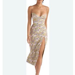 House of CB London Corset Crepe Midi Sundress Women’s XL Peony Print Run…